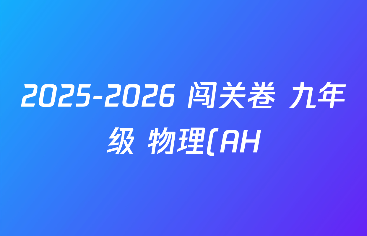 2025-2026 闯关卷 九年级 物理(AH)(十三)13试题